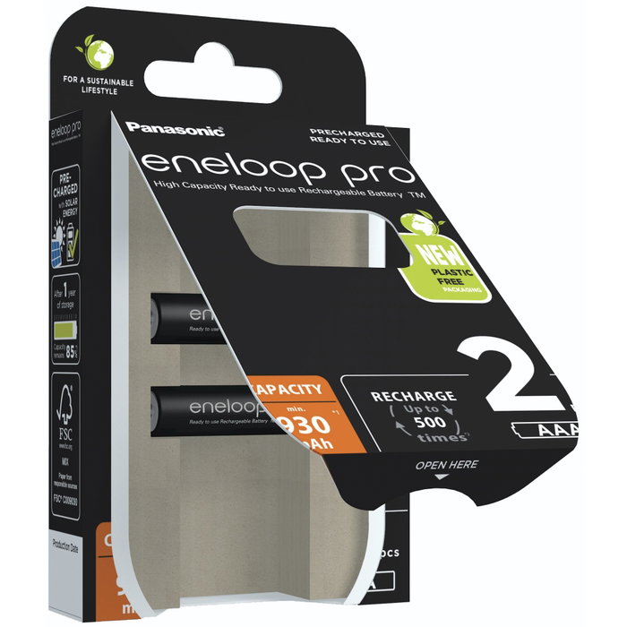 Panasonic Eneloop Pro Micro 930mAh AAA Ni-MH (BK-4HCDE/2BE), Pack de 2 Panasonic Eneloop Pro Micro 930mAh AAA Ni-MH (BK-4HCDE/2BE), Pack de 2