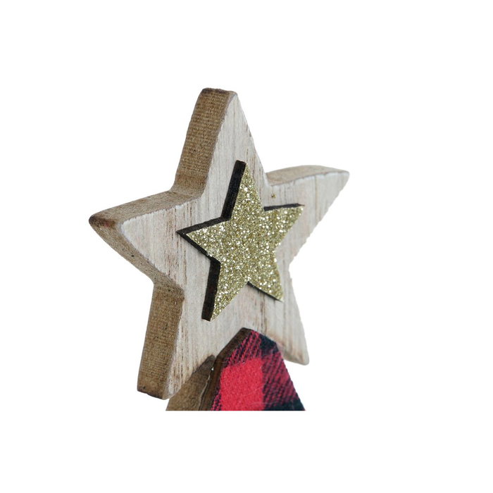 DKD Home Decor Figura de Madera Árbol Rojo y Negro