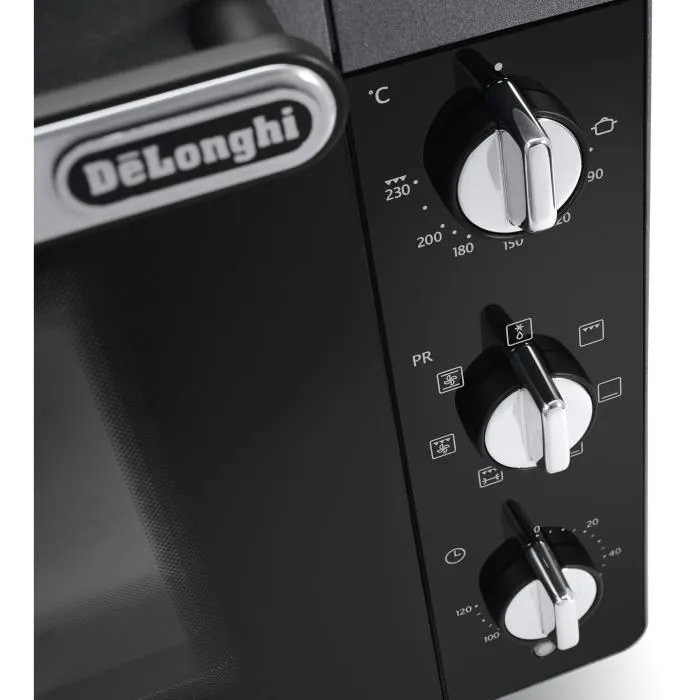 Delonghi Minihorno EO40123.S con Ventilador, Rostizador, 40L, 2000W, Negro