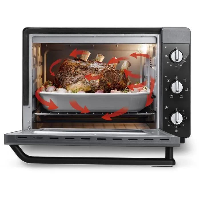 Delonghi Minihorno EO40123.S con Ventilador, Rostizador, 40L, 2000W, Negro