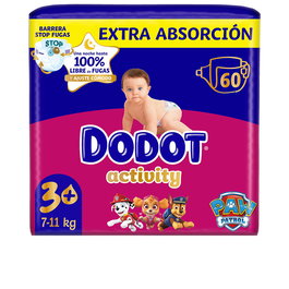 Dodot Pañales Activity Extra Talla 3 (6-10 kg), 60 Unidades - Pañales para Bebé con Protección y Ajuste 3D
