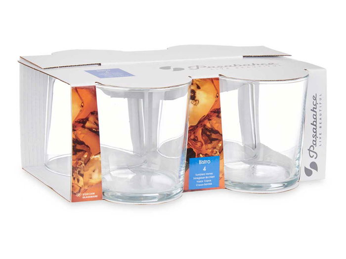 Pasabahce Set 4 Vasos Bistro Pinta 380cc Transparente Vidrio 22.1x9.2x16.5 cm (Set de 6)
