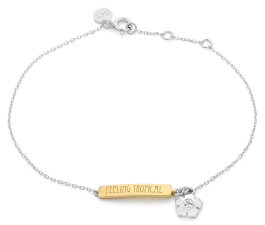 Secrecy Pulsera Tropical de Plata de Ley 925 con Baño de Oro 18k y Diamante