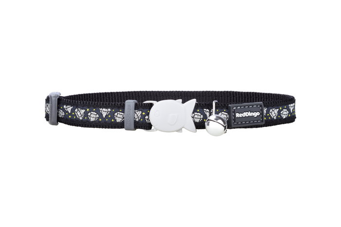 Red Dingo Collar para Gato RD Style Ajustable Diamond Negro 20-32 cm 12 mm con Cierre de Seguridad y Apertura Rápida