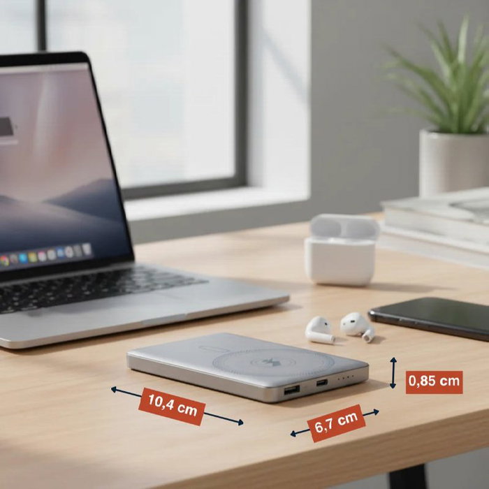 Grundig Powerbank 5000 mAh Ultrafino con MagSafe - Batería Externa Portátil