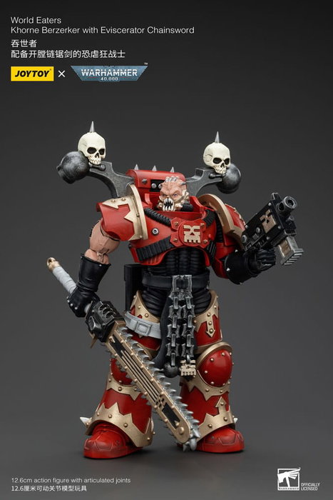Warhammer 40k Figura 1/18 World Eaters Khorne Berzerker with Eviscerator Chainsword 13 cm
