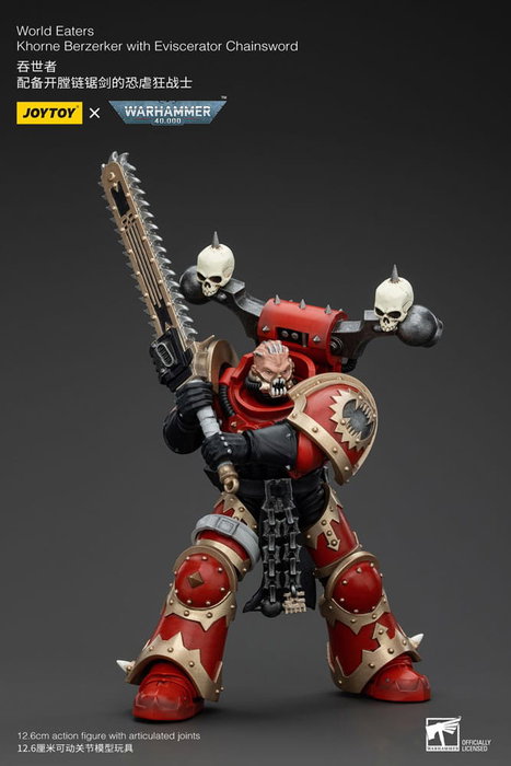 Warhammer 40k Figura 1/18 World Eaters Khorne Berzerker with Eviscerator Chainsword 13 cm