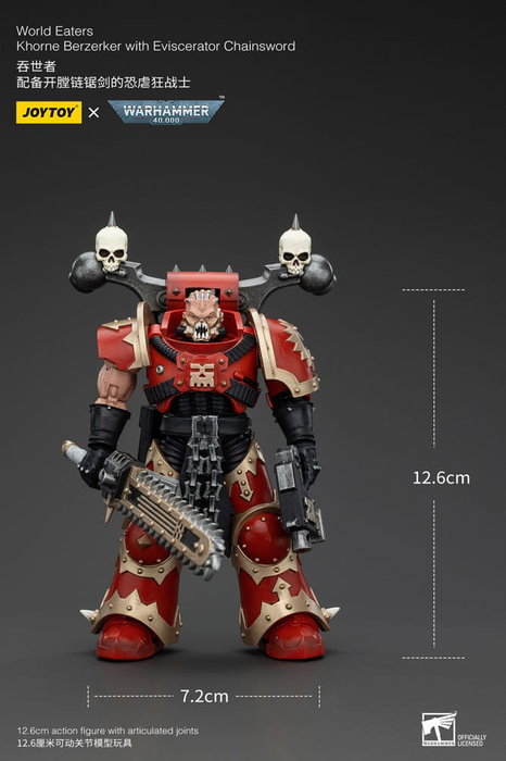 Warhammer 40k Figura 1/18 World Eaters Khorne Berzerker with Eviscerator Chainsword 13 cm