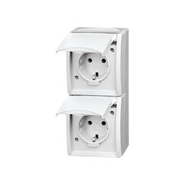BUSCH-JAEGER 20-02EW-54 Enchufe con tapa abatible vertical 2 tomas IP44 blanco
