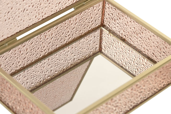 DKD Home Decor Joyero de Cristal y Metal Rosa y Dorado DKD Home Decor Joyero de Cristal y Metal Rosa y Dorado