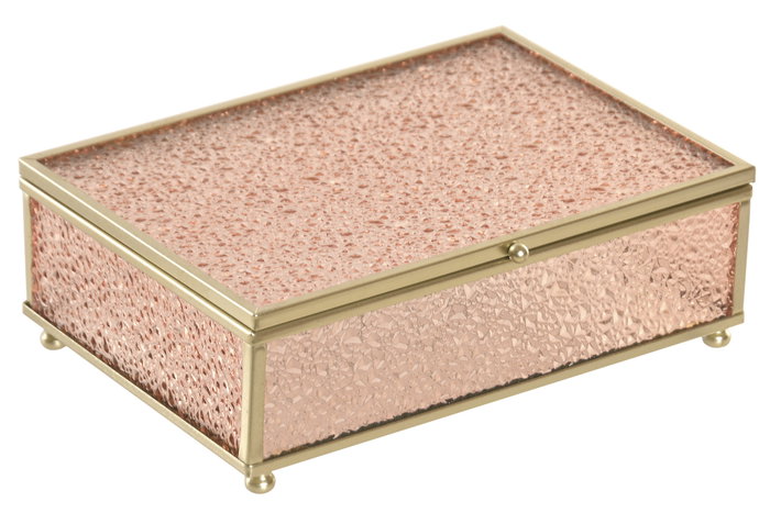 DKD Home Decor Joyero de Cristal y Metal Rosa y Dorado DKD Home Decor Joyero de Cristal y Metal Rosa y Dorado