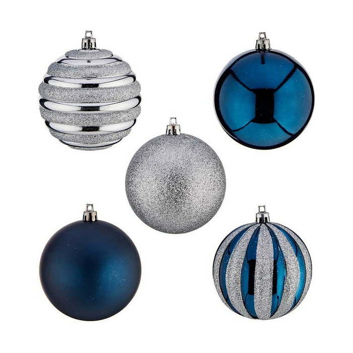 Set de Bolas de Navidad Krist+ HM20087-061/003 Azul Plateado Plástico Ø 6 cm (6 Unidades)
