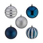Set de Bolas de Navidad Krist+ HM20087-061/003 Azul Plateado Plástico Ø 6 cm (6 Unidades)