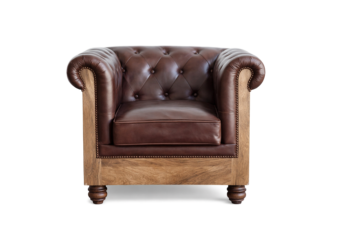 DKD Home Decor Sillón de Piel y Mango Marrón