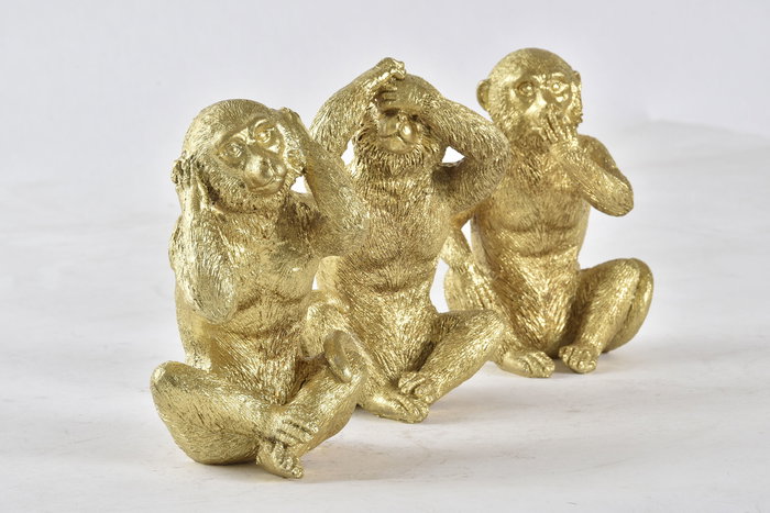 DKD Home Decor Figura Colonial Mono Dorado Resina 9 x 14.4 x 9 cm (6 Unidades)