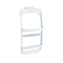 Wenko Estante de baño colgante universal, blanco, con 2 cestas y 4 ganchos, fijación polivalente, plástico, 26 x 11.5 x 50 cm