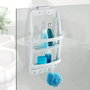 Wenko Estante de baño colgante universal, blanco, con 2 cestas y 4 ganchos, fijación polivalente, plástico, 26 x 11.5 x 50 cm