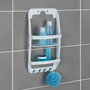Wenko Estante de baño colgante universal, blanco, con 2 cestas y 4 ganchos, fijación polivalente, plástico, 26 x 11.5 x 50 cm