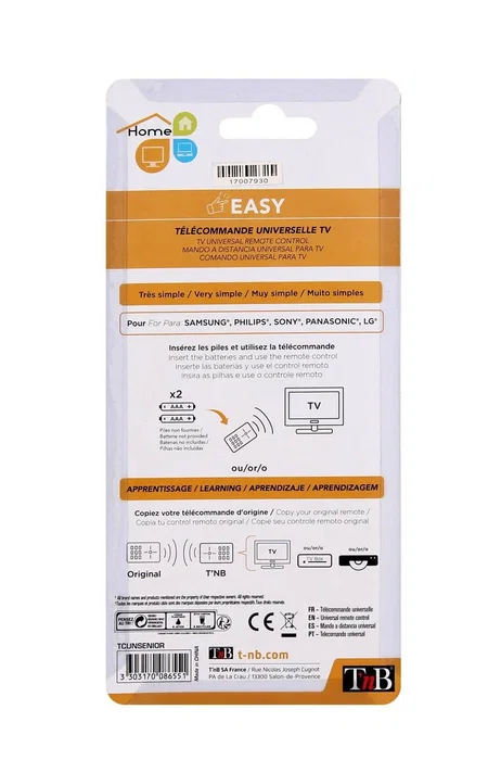 T'nB Mando a distancia universal TCUNSENIOR EASY - Negro
