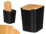 Kinvara Papelera Tapa Bambú Negra 18x24.5x24.4 cm (Set de 6)