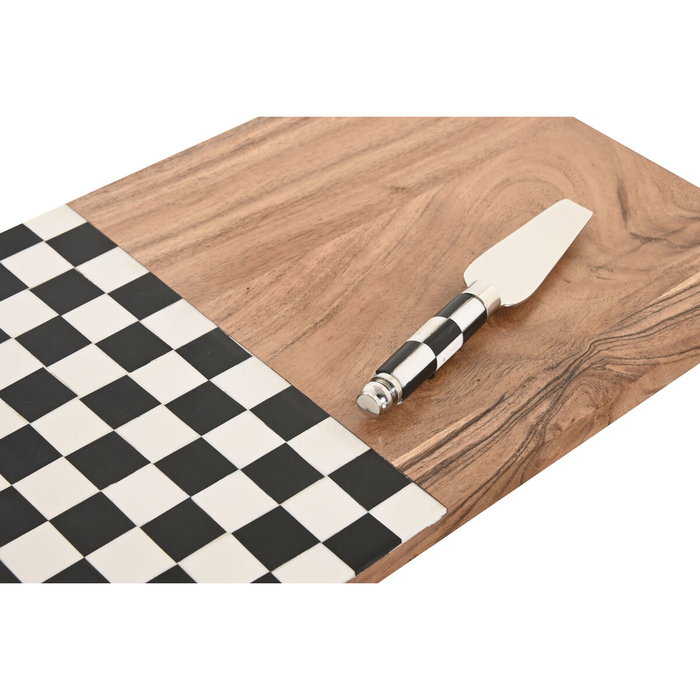 DKD Home Decor Set de 4 Tablas de Cortar de Acacia y Cuchillos con Cuadros 20x38x1,5 cm DKD Home Decor Set de 4 Tablas de Cortar de Acacia y Cuchillos con Cuadros 20x38x1,5 cm