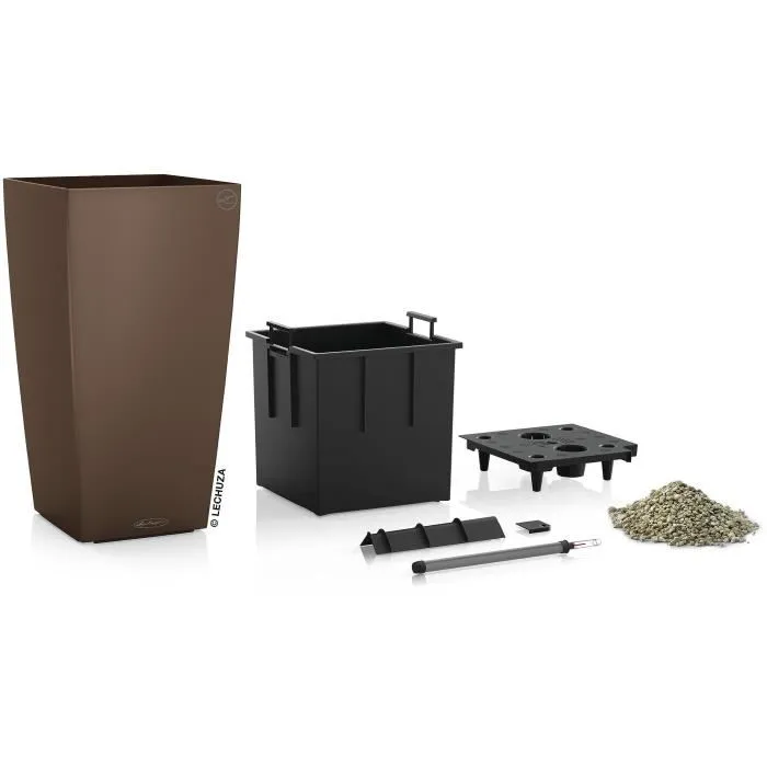 Lechuza LEC4008789131515 Maceta Cubico Color 40, kit completo, color nuez moscada