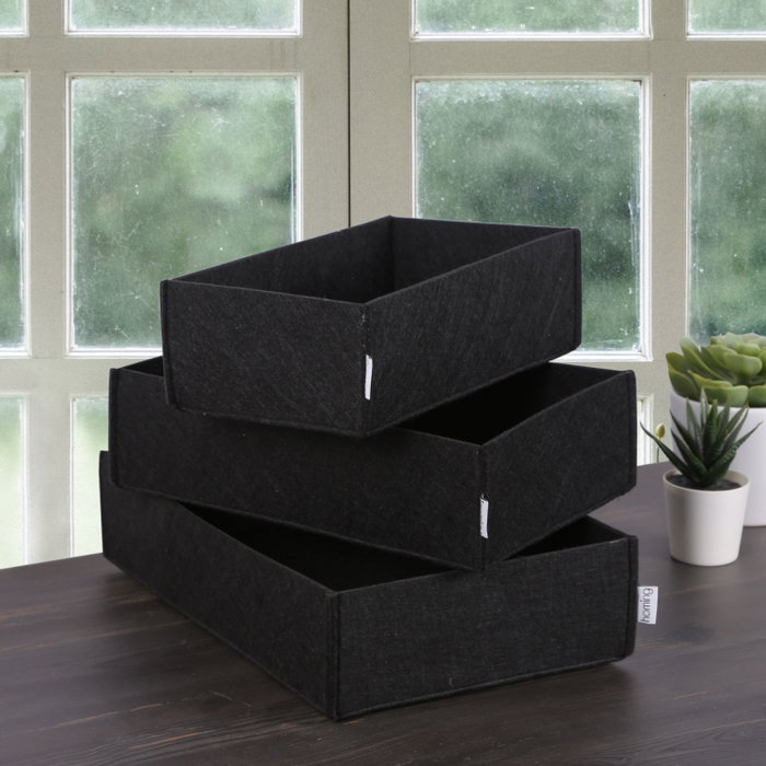 Aberto Design 6272 Set Organizador Escritorio Fieltro Negro 3 Piezas