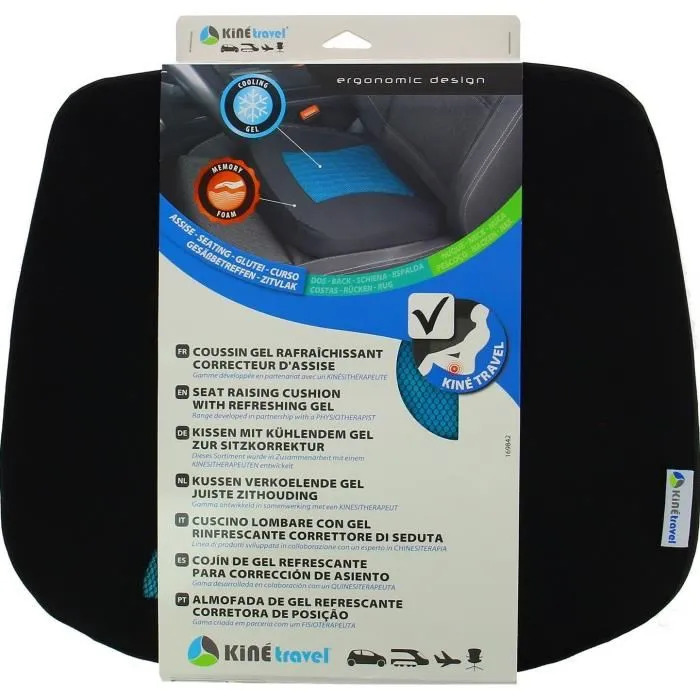 Kine Travel Cojín de asiento de gel confort 169842 Negro y azul