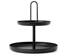 DKD Home Decor Centro de Mesa Metal 2 Pisos Negro 30x30x45 cm