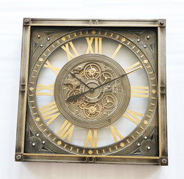 DKD Home Decor Reloj de Pared de Hierro y Cristal Gris 80x80 cm