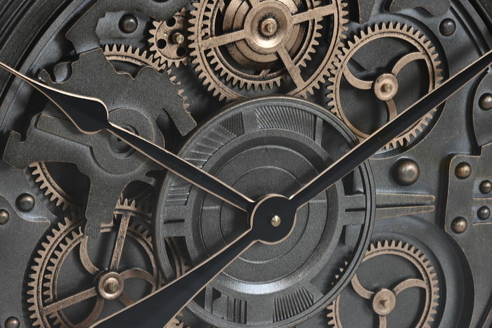 Reloj de Pared Home ESPRIT Gris Dorado Plateado Cristal Hierro 80 x 10 x 80 cm