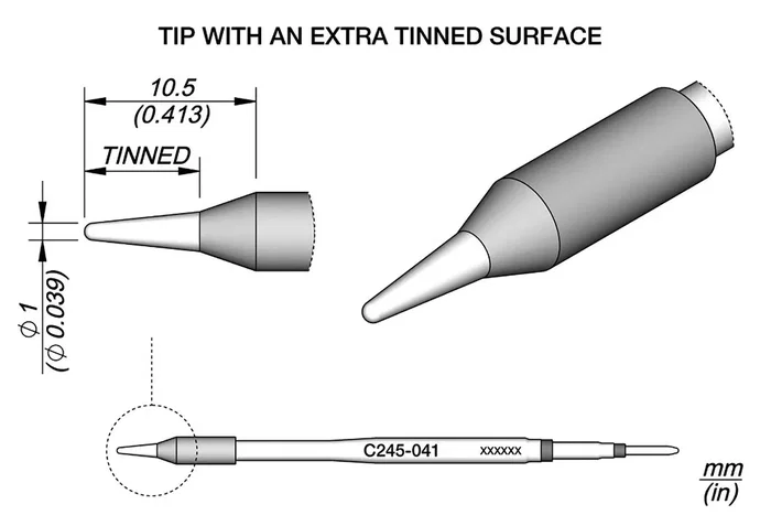 JBC TOOLS Punta de soldadura cono 1mm