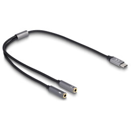 DeLOCK Adaptador de auriculares USB Type-C a 2 x 3,5 mm DAC 24 Bit/96 kHz