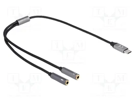 DeLOCK Adaptador de auriculares USB Type-C a 2 x 3,5 mm DAC 24 Bit / 96 kHz Hi-Res
