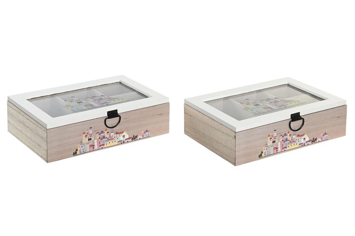 DKD Home Decor Caja de Infusiones Casitas Multicolor DKD Home Decor Caja de Infusiones Casitas Multicolor