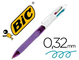 Bic Bolígrafo Cuatro Colores con Grip, Punta 1 mm, Colores Pastel