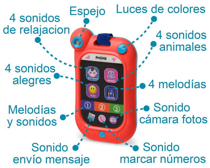 KioKids Juguete Teléfono Móvil Musical para Bebés +18 Meses con Melodías y Sonidos KioKids Juguete Teléfono Móvil Musical para Bebés +18 Meses con Melodías y Sonidos