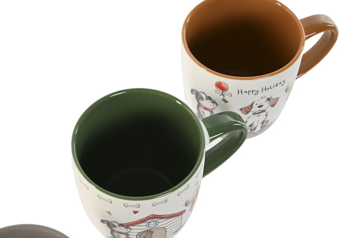 DKD Home Decor Mug Multicolor Porcelana Perritos 9 x 9.3 x 13 cm (12 Unidades)