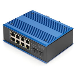Digitus Switch Ethernet Industrial Gigabit PoE de 8+2 Puertos, No Administrado, 10/100/1000Mbps, Montaje en Carril DIN, IP40
