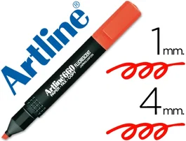 Artline EK-660 Rotulador Fluorescente Punta Biselada Color Rojo Tinta Resistente Trazo 1-5mm