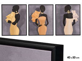 Giftdecor Cuadro Mujer Surtido 3 40 x 50 cm con Marco Negro (Set de 6)