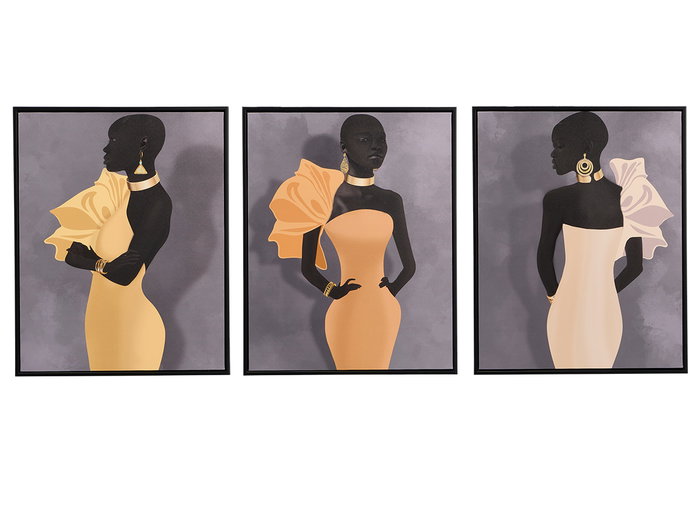 Giftdecor Cuadro Mujer Surtido 3 40 x 50 cm con Marco Negro (Set de 6)