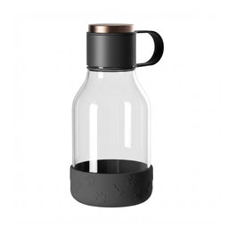 Asobu Botella de Tritan con Cuenco para Perros 1,5 L - Negro