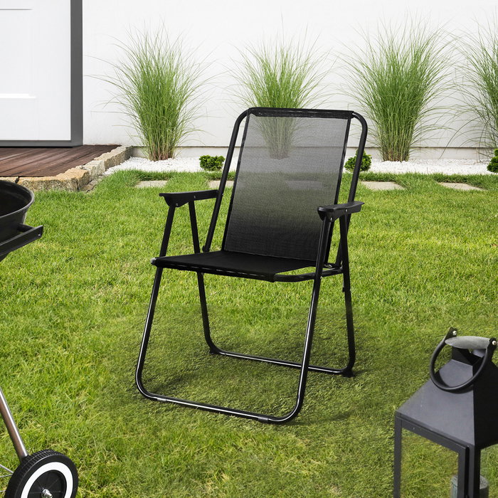 Home Deco Factory Silla Plegable Negra 75 cm Acero Poliéster Plástico
