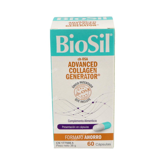 Biosil Generador De Colageno 60 Capsulas. Estimula la produccion natural de colageno para piel, cabello, uñas, huesos y articulaciones.