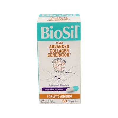 Biosil Generador De Colageno 60 Capsulas. Estimula la produccion natural de colageno para piel, cabello, uñas, huesos y articulaciones.