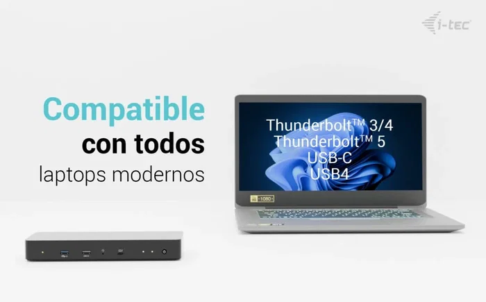 I-TEC Docking Station Thunderbolt 4 Intelligent Dual Display PD 90W Negro