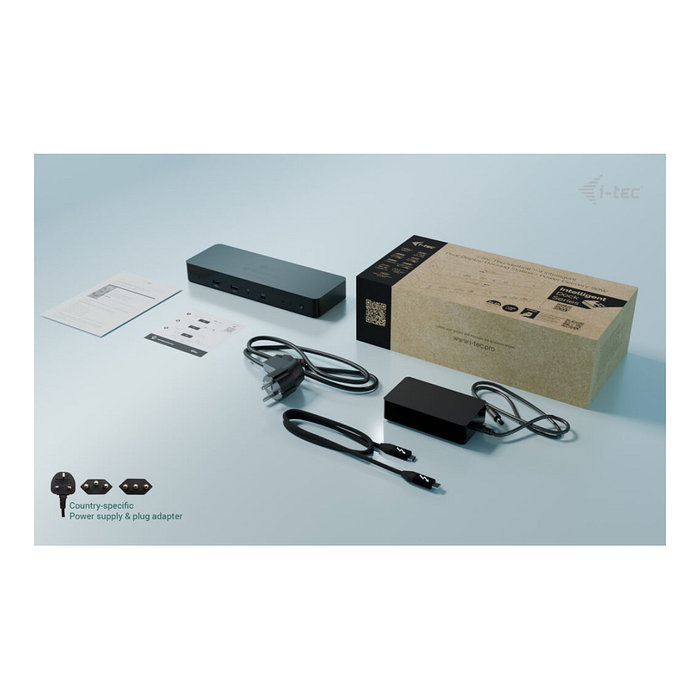 I-Tec Docking Station Thunderbolt 4 Intelligent Dual Display DS - Puerto TB4, 2x DP, LAN, USB-C, 3x USB-A, Audio, PD 90W - Negro