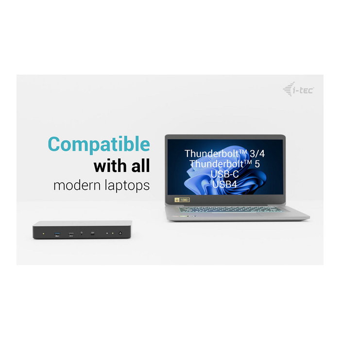 I-Tec Docking Station Thunderbolt 4 Intelligent Dual Display DS - Puerto TB4, 2x DP, LAN, USB-C, 3x USB-A, Audio, PD 90W - Negro