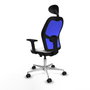 PIQUERAS Y CRESPO Silla de oficina Jorquera con mecanismo Sincro/Traslack, Azul y Blanco